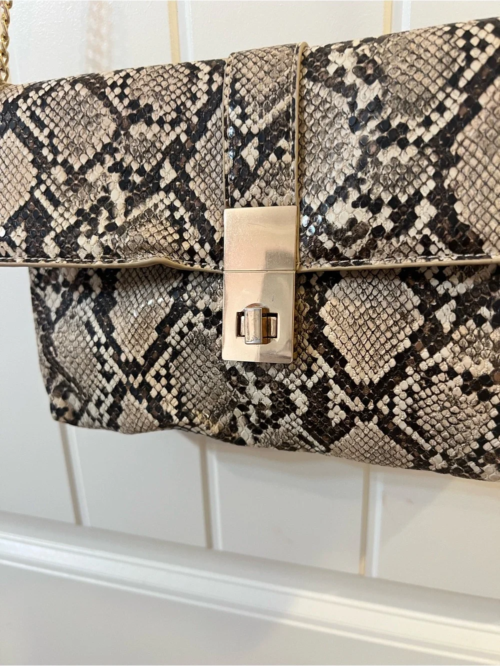 Snake Print Crossbody Bag in Neutral Tones